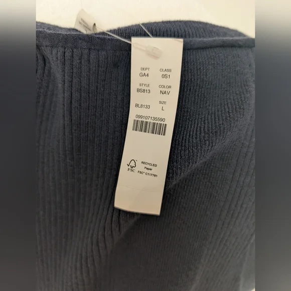 NWT Women's J Crew Sleeveless Ribbed Sweater Dress Navy Blue Size Large - Picture 5 of 6